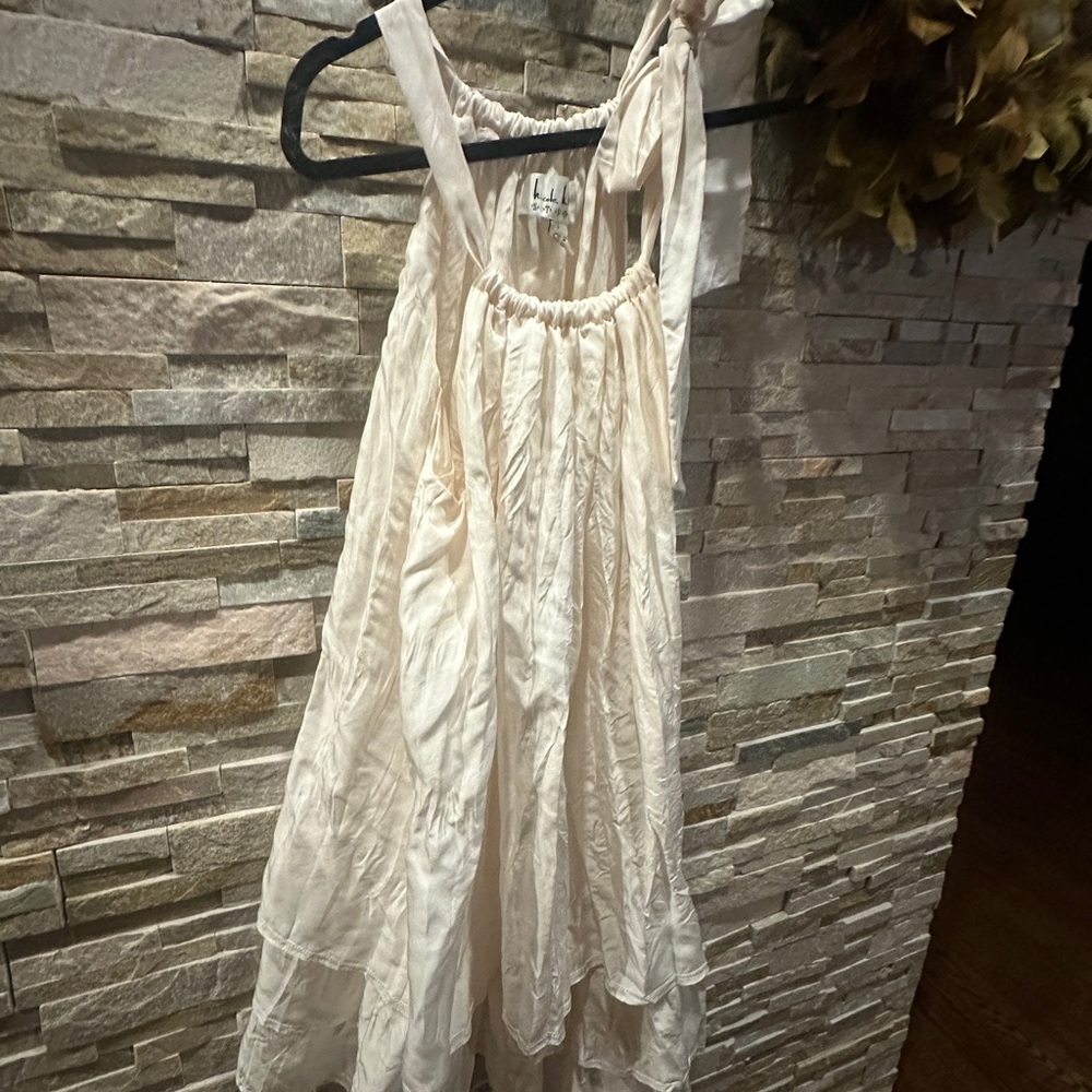 Nicole Miller Cream Tiered Ruffled Sundress
